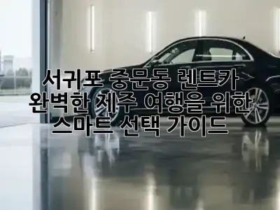 서귀포 중문동 렌트카, 완벽한 제주 여행을 위한 스마트 선택 가이드 🌴